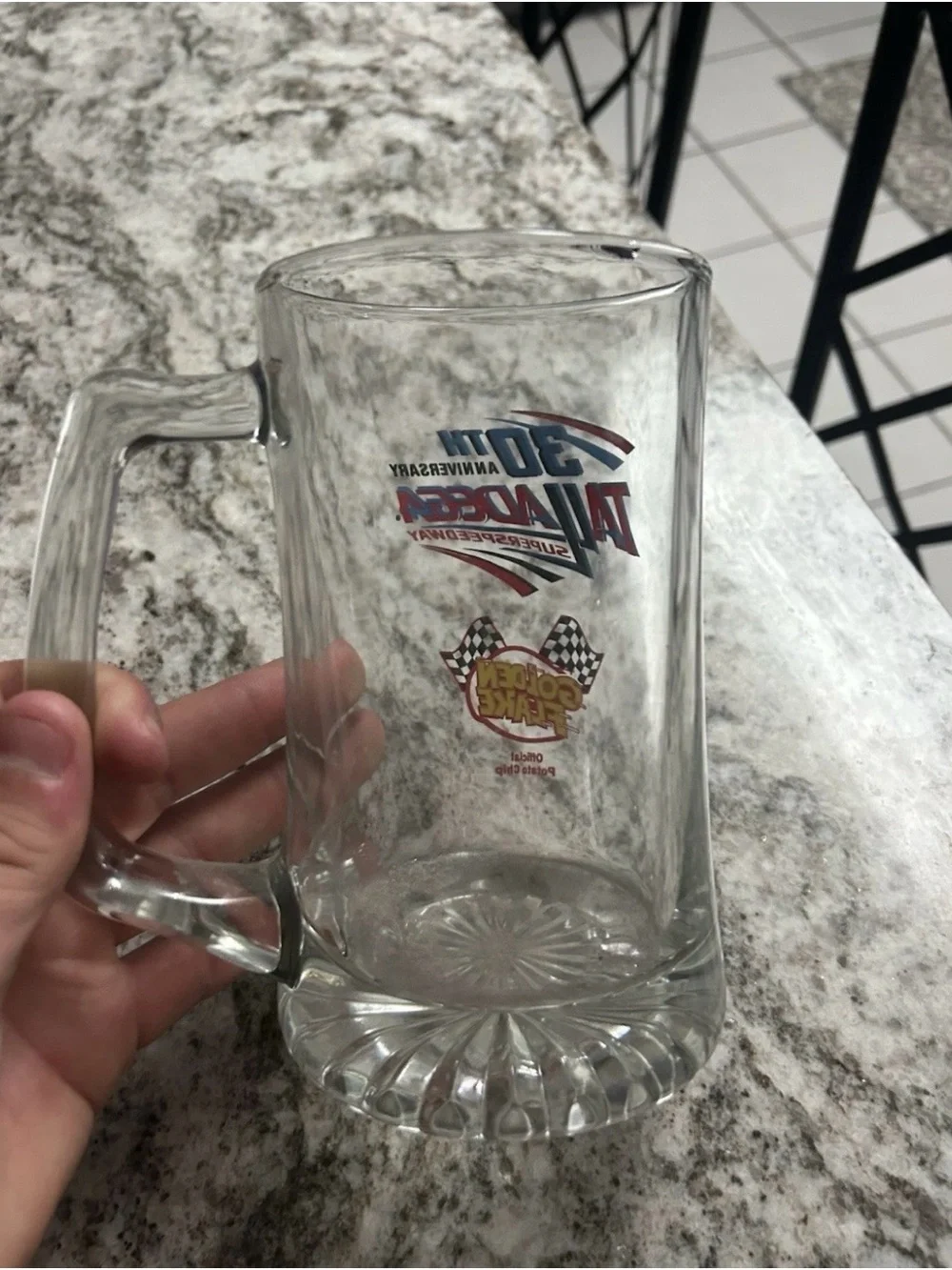 Talladega Superspeedway 30th Anniversary Clear Glass Mug - Golden Flake